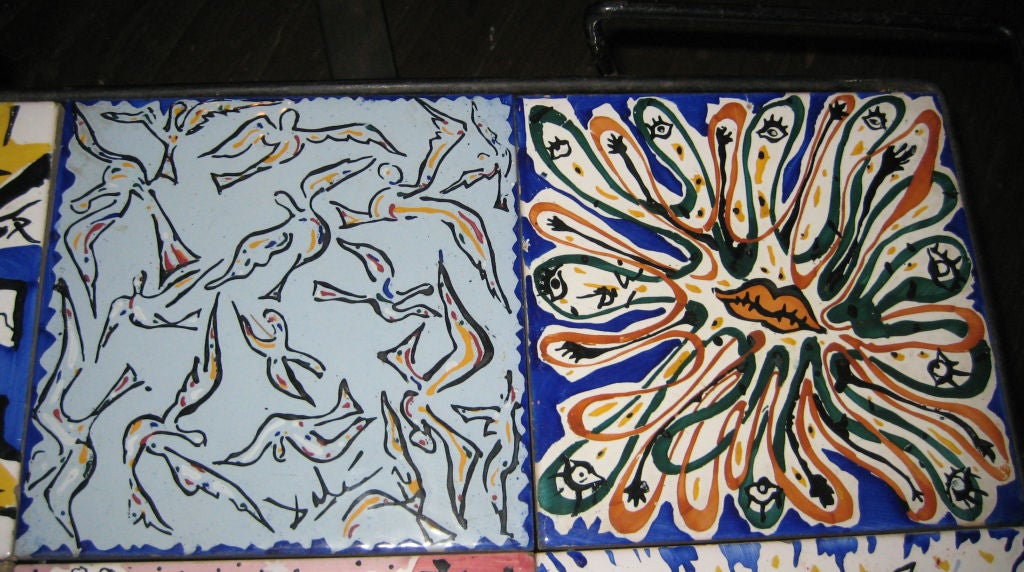Rare Pair Salvador Dali Tile Side Tables 1