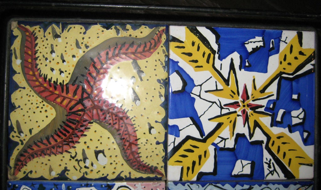 Rare Pair Salvador Dali Tile Side Tables 2