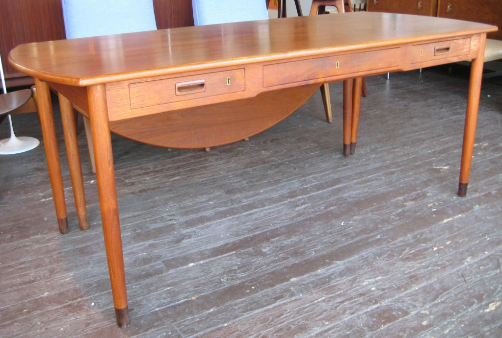 Rare Teak and Rosewood Dropleaf Desk by Bender-Madsen and Larsen