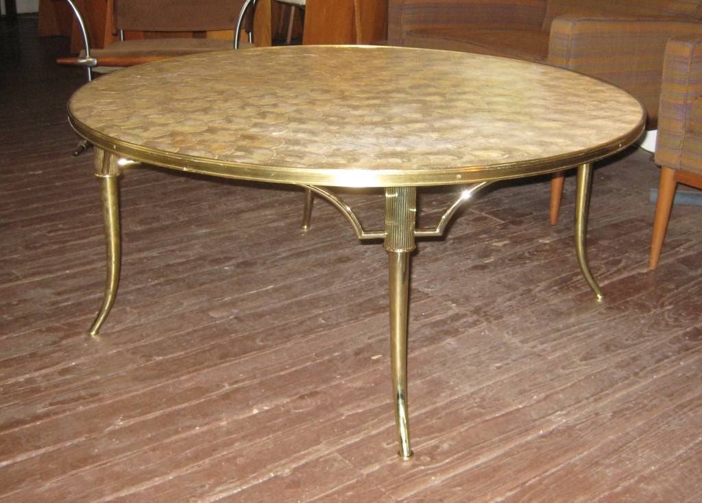 Billy Haines Brass and Shell Cocktail Table