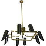 Stilnovo Brass and Enamel Chandelier