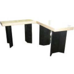 Pair of Paul Frankl Ebonized Oak and Cork Console Tables 6