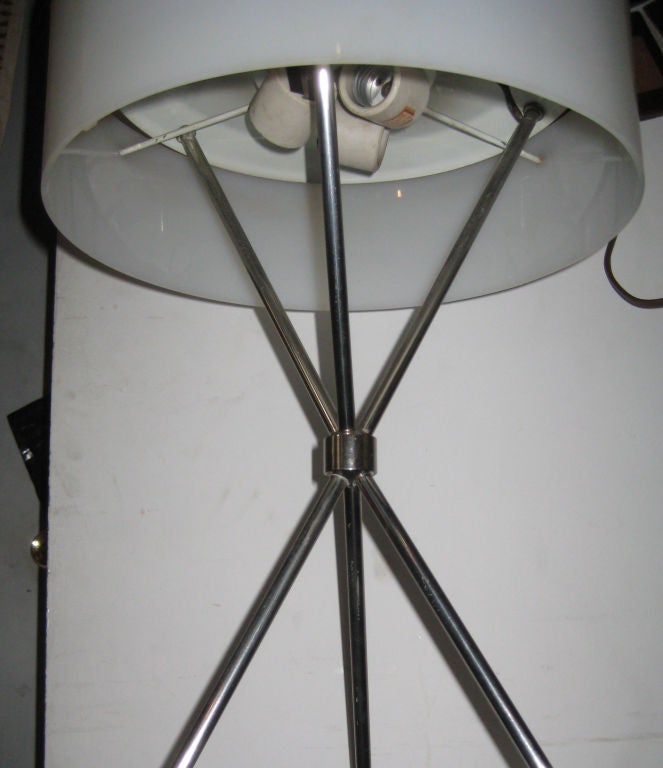 American Robsjohn-Gibbings Chromed Tripod Table Lamp for Hansen For Sale