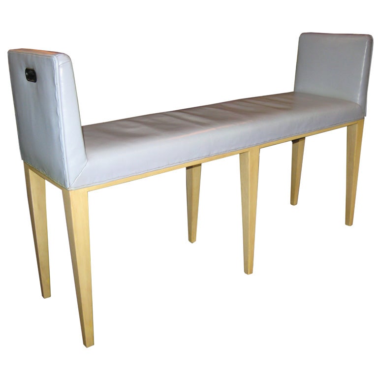 Dunbar Bermuda Bench in Original Robin's Egg Blue Leather