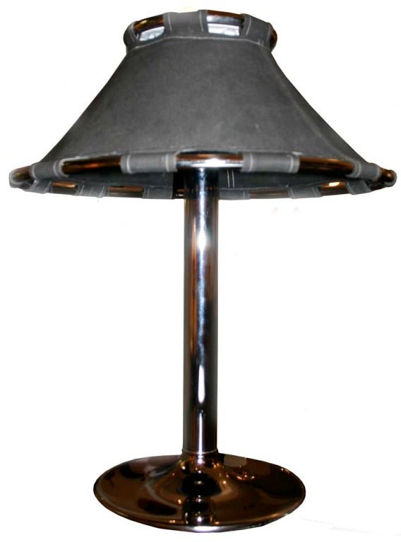 Swedish Chrome and Canvas Lamp For Sale