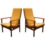 Pair Reclining Danish Style Armchairs