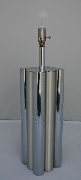 Pair Tubular Chrome Lamps