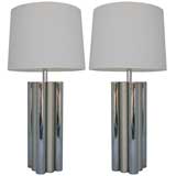 Pair Tubular Chrome Lamps Pair Tubular Chrome Lamps