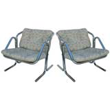 Pair Tubular Steel Armchairs