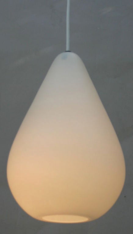 Pear-shaped, Italian milkglass pendants; 5 available