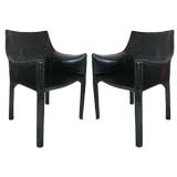 Black Leather CAB Chair - Mario Bellini