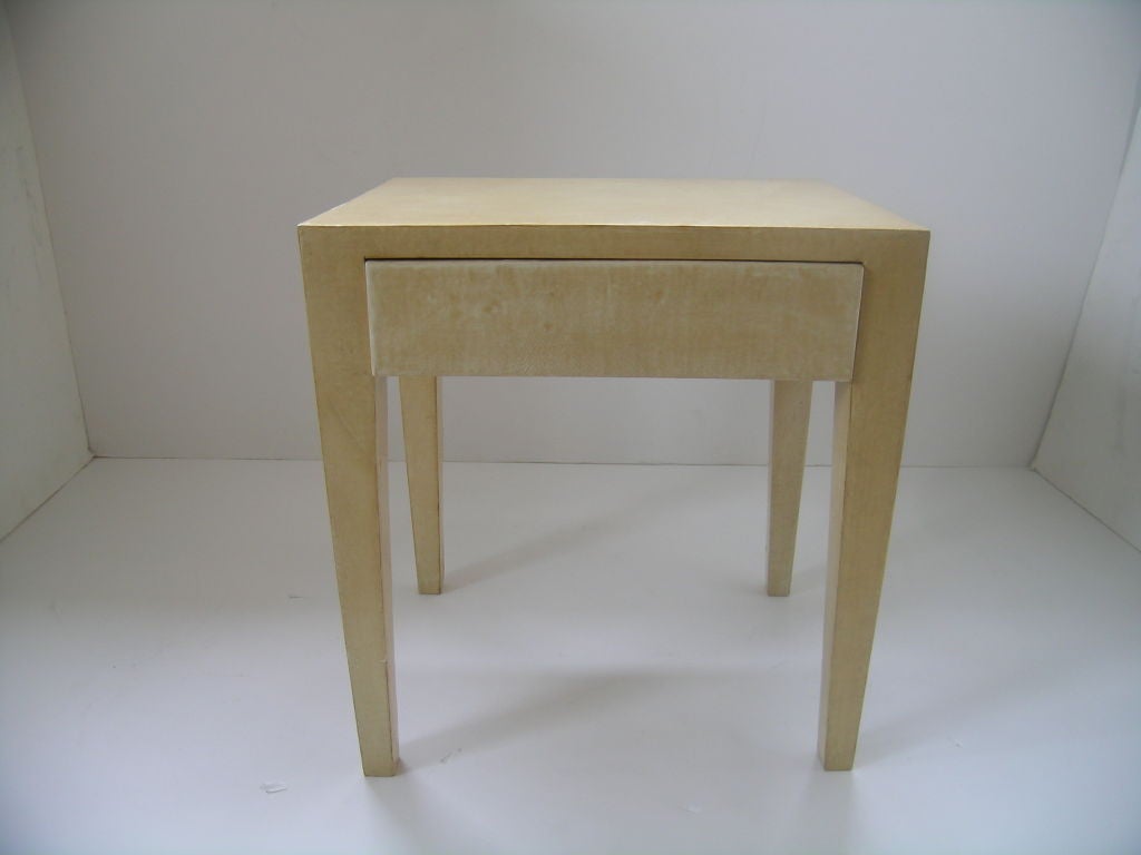 French Vellum Side Tables - After Jean-Michel Frank For Sale