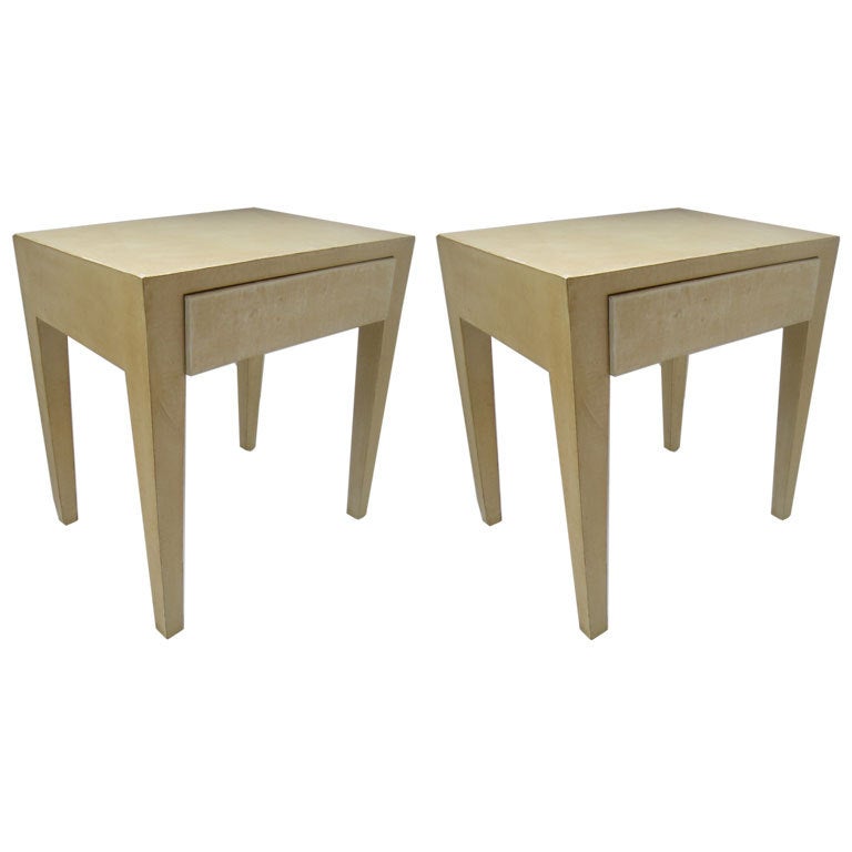 Vellum Side Tables - After Jean-Michel Frank For Sale