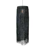 Vintage Hanging Light Fixture - Black Macramé
