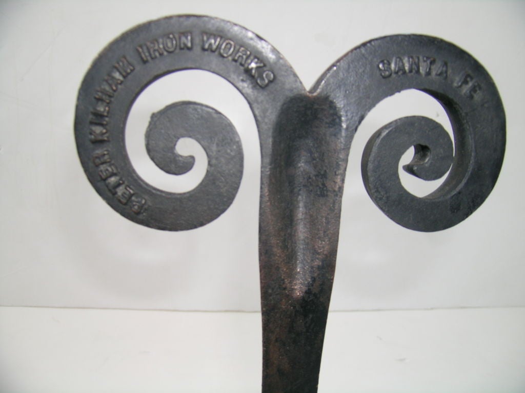 Bronze Rams Head Andirons - Peter Kilham 1