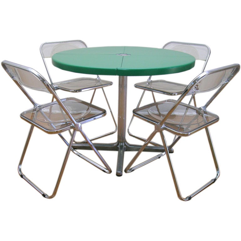 "Plano" & "Plia" Folding Table & Chairs - Giancarlo Piretti For Sale