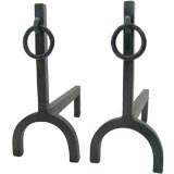 Modern Iron Andirons - Signed