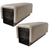 Two Longer Chrome & Leather Benches