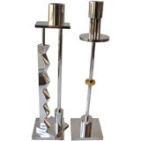 Pair of Silverplate Candlesticks by Ettore Sottsass