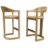 Set of Four Limed Oak Onassis Stools by Karl Springer