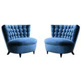 Pair of Slipper Chairs in Silk Velvet by James Mont