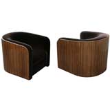 A Pair of zebrawood club chairs by Karl Springer