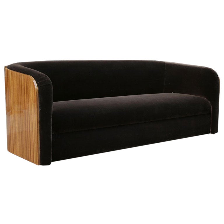 A Zebra wood sofa by Karl Springer