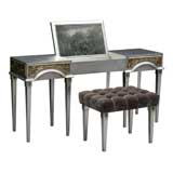 Silver Leaf Vanity and Stool by James Mont