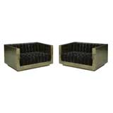 Pair of Cityscape Brass Settees by Paul Evans