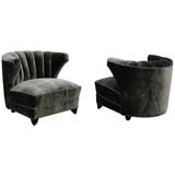 Pair of Channeled Barrel Chairs by James Mont