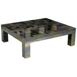 Chrome and Brass Cityscape Coffee Table by Paul Evans