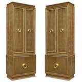 Retro Pair of Gilt Tall-Cabinets by James Mont