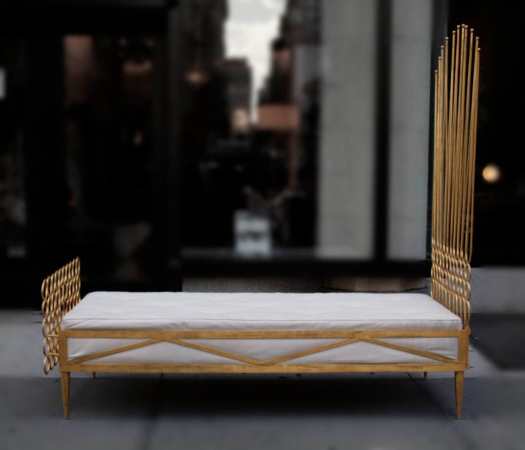 Gilt Metal and Wrought Iron Day Bed by Ferrabini