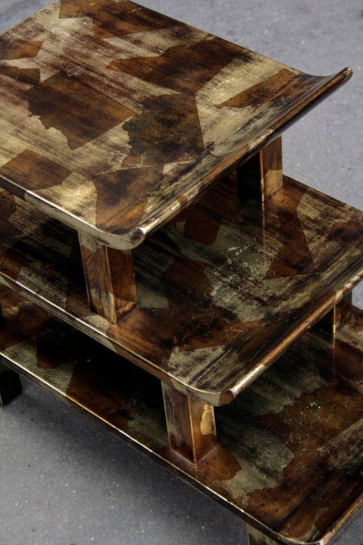 American Pagoda Table in Metal Leaf by James Mont