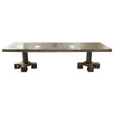 Double Pedestal Silver Leaf Dining Table by James Mont