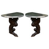 Pair of griffin pedestal tables by Phillip Lloyd Powell