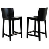 Pair of Leather-Covered Barstools by Karl Springer, circa 1970’s