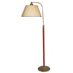 A Modern Bronze Leather and Brass Floor Lamp possibly by Hermes