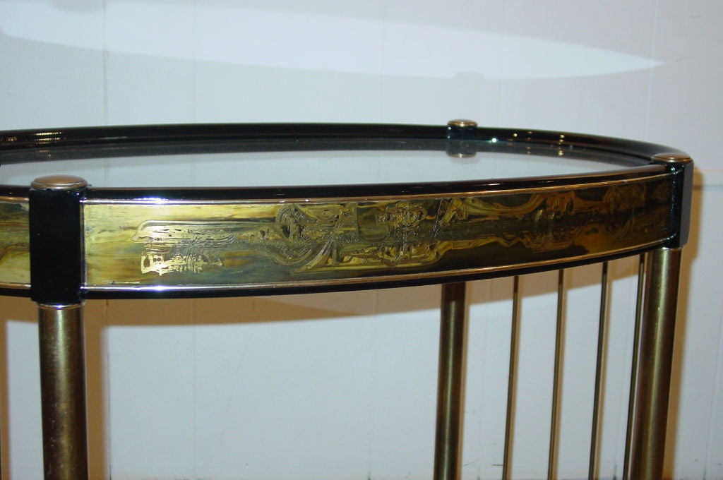 A Modern Black Lacquer Side Table by Mastercraft