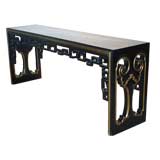 A French Parcel-Gilt Black Lacquer Bench, in the Chinese taste