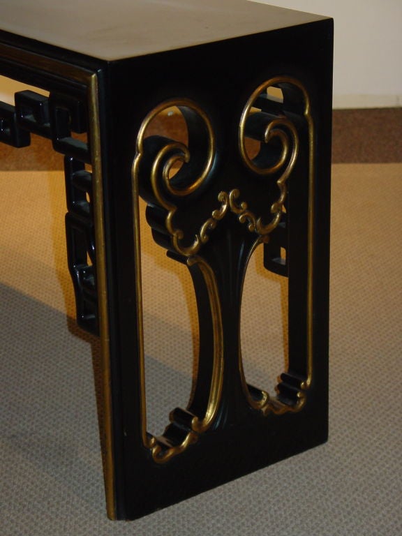 A French Parcel-Gilt Black Lacquer Bench, in the Chinese taste