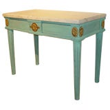 A Neo-Classic Style Parcel-Gilt Blue Painted Console