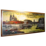 Oil on Canvas "Notre Dame at Sunset" by Federico Llovera Herrera