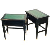 A Pair of Louis XVI Style Black Lacquered Side Tables, by Jansen
