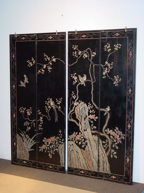 A Pair of Chinese Coromandel Wall Hangings, 18th Century 1