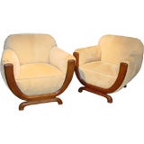 A Pair of French 40's Oak Club Chairs
