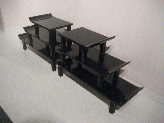 Set of Six  Stacking James Mont Pagoda Tables