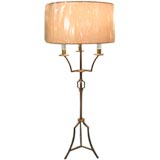 Elegant Tripod  Floorlamp in Polished Brass and Lucite