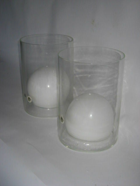 A pair of Murano glass vases-lamp prototypes by Ugo La Pietra for Poggi.