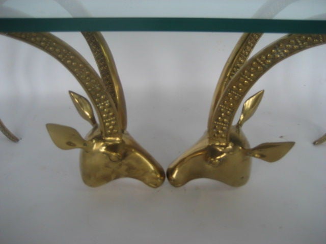 A Brass Ram  Heads Coffee Table
